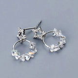 Silver 925 Women's Pentagram Zircon Stud Earrings