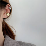 Sterling Silver Irregular Geometric Ear Clip, Texture Design