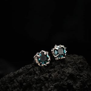 Sterling Silver Gem Inlaid Earrings - Female Texture Earrings