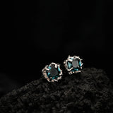 Sterling Silver Gem Inlaid Earrings - Female Texture Earrings