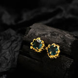 Sterling Silver Gem Inlaid Earrings - Female Texture Earrings