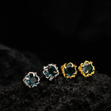 Sterling Silver Gem Inlaid Earrings - Female Texture Earrings
