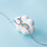 Small Fresh Silver 925 Women's Rainbow Unicorn Bracelet