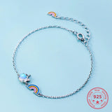 Small Fresh Silver 925 Women's Rainbow Unicorn Bracelet