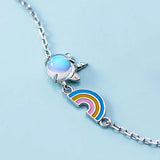 Small Fresh Silver 925 Women's Rainbow Unicorn Bracelet