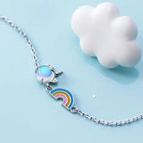 Small Fresh Silver 925 Women's Rainbow Unicorn Bracelet