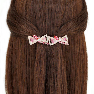 Texture Bow Hairpin Double-Layer Crystal Hair Clip Blonde Hairband
