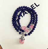 Zhaocai Cat Pink Crystal Sandstone Bracelet Original Multi-layer Women's Jewelry