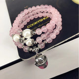 Zhaocai Cat Pink Crystal Sandstone Bracelet Original Multi-layer Women's Jewelry