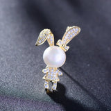 Rabbit Brooch Pearl Cartoon Pin Hat Bag Accessories Corsage