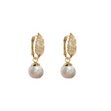 Opal Stone Leaves Pearl Earrings