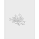 INS Minority Design Lucky Grass Texture S925 Silver Earless Clip