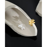 INS Minority Design Lucky Grass Texture S925 Silver Earless Clip