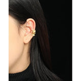 INS Minority Design Lucky Grass Texture S925 Silver Earless Clip