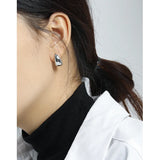 Geometric Oval Texture S925 Silver Ear Nail