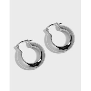 French Geometric Circle Texture S925 Silver Earrings