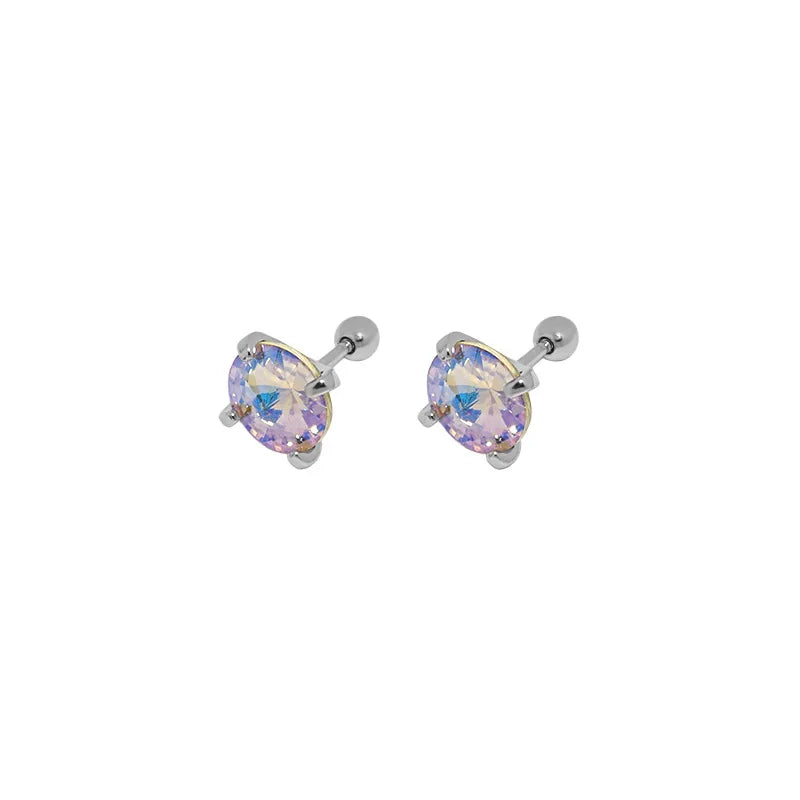 Ins Niche Joker Zircon Round Beads Sterling Silver Earrings