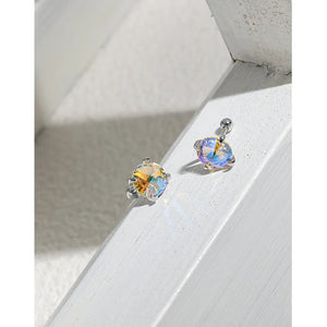 Ins Niche Joker Zircon Round Beads Sterling Silver Earrings