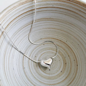 925 Silver Love Pendant Snake Bone Necklace Cold Joker Sweater Chain