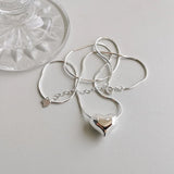 925 Silver Love Pendant Snake Bone Necklace Cold Joker Sweater Chain