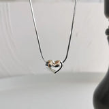 925 Silver Love Pendant Snake Bone Necklace Cold Joker Sweater Chain