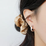 S925 Pure Silver Earrings Concave Brushed Small Personality Silver Earrings