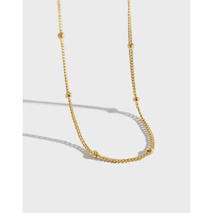 S925 Silver Beads Choker Short Necklace Chain
