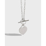 S925 Sterling Silver Love Tag Chain Necklace Student Female Jewelry