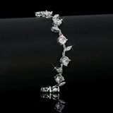 Diamond Flower Bracelet with Leaves