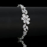 Diamond Flower Bracelet with Leaves