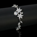 Diamond Flower Bracelet with Leaves