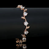 Diamond Flower Bracelet with Leaves