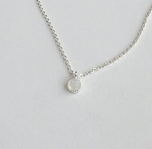 Minimalist S925 Silver Crystal Stone Necklace Pendant Clavicle Chain