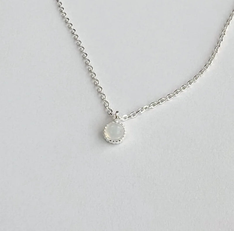 Minimalist S925 Silver Crystal Stone Necklace Pendant Clavicle Chain
