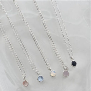Minimalist S925 Silver Crystal Stone Necklace Pendant Clavicle Chain