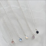 Minimalist S925 Silver Crystal Stone Necklace Pendant Clavicle Chain
