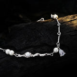 S925 Sterling Silver Shell Bead Anklet Platinum Zircon
