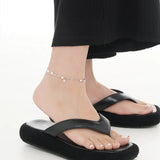 S925 Sterling Silver Shell Bead Anklet Platinum Zircon