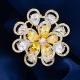Zircon Corsage Flower Brooch Pin High-end Jewelry