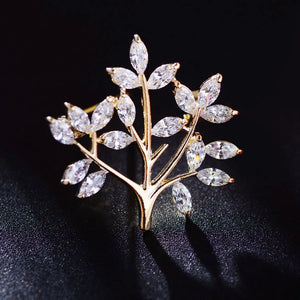 Zircon Sapling Small Brooch Plant Collar Pin Suit Accessories