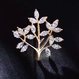 Zircon Sapling Small Brooch Plant Collar Pin Suit Accessories