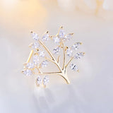 Zircon Sapling Small Brooch Plant Collar Pin Suit Accessories