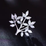 Zircon Sapling Small Brooch Plant Collar Pin Suit Accessories