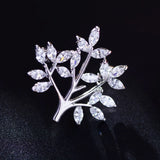Zircon Sapling Small Brooch Plant Collar Pin Suit Accessories