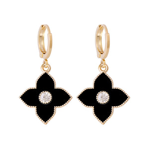 High-grade Four-leaf Clover Earrings - Zircon Flower Pierced Ear Buckle