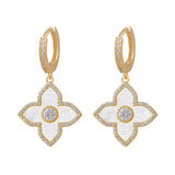 High-grade Four-leaf Clover Earrings - Zircon Flower Pierced Ear Buckle
