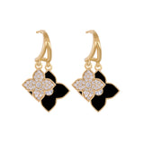 High-grade Four-leaf Clover Earrings - Zircon Flower Pierced Ear Buckle