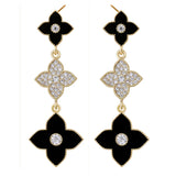 High-grade Four-leaf Clover Earrings - Zircon Flower Pierced Ear Buckle