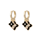 High-grade Four-leaf Clover Earrings - Zircon Flower Pierced Ear Buckle