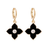 High-grade Four-leaf Clover Earrings - Zircon Flower Pierced Ear Buckle